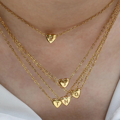 Mini Heart Initial Necklace